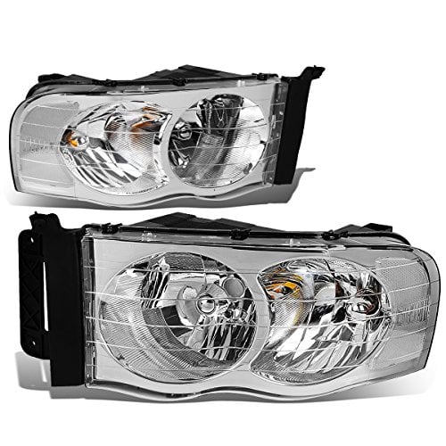 DNA MOTORING HL-OH-DR02-CH-CL1 Chrome Housing Clear Corner Headlights Compatible with 02-05 Ram 1500 / 03-05 Ram 2500 3500, Left & Right