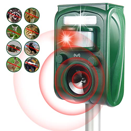 Maxfetched Solar Animal Repeller Ultrasonic Outdoor, Deer Repellent Raccoon Repellent Ultrasonic with Motion Sensor, Deter Unwanted Animals Such as Deer Raccoon Squirrel Dog Cat Bird Marten Fox