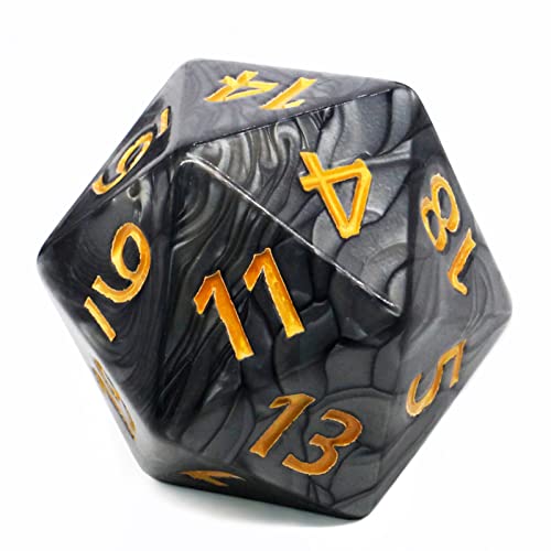 20 Sided DND Dice,D20 Giant Polyhedral Dice,55mm Titan Large Pearl Color D20 Dice,20 Sided Cube D&D Dice Set for Dungeons and Dragons, RPG, MTG Table Games(Black-Pearl Series)