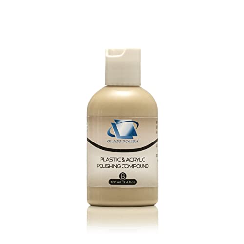 Glass Polish 14018 Plastic & Acrylic Polishing Compound for Professional High-Gloss Micro Finishes - 3.4oz