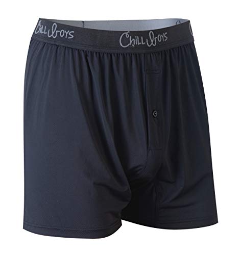 Chill Boys Performance Boxers -Cool Comfortable Men's Boxer Shorts. Soft Anti-Chafing Underwear for Men. Tagless Boxers, Black Med