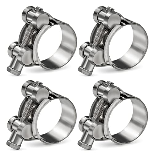 PEROMI 4 Pack T-Bolt Hose Clamps-Stainless Steel_304, Working Range 17mm-19mm for 3/4 Inch Hose OD, Heavy Duty Hose Clamps
