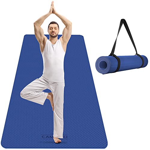 CAMBIVO Extra Wide Yoga Mat for Women and Men (72"x 32"x 1/4"), Eco-Friendly SGS Certified, Large TPE Exercise Fitness Mat for Yoga, Pilates, Workout (6mm, Blue)