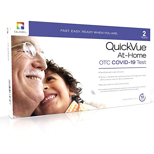 QuickVue At-Home OTC COVID-19 Test, 45 Packs, 90 Tests Total, Self-Collected Nasal Swab Sample, 10 Minute Rapid Results
