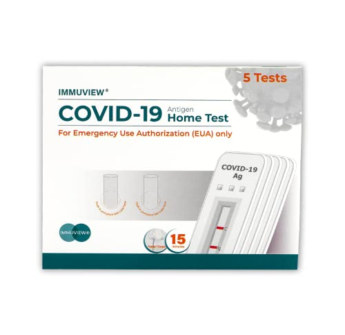 ImmuView COVID-19 Antigen Home Test, FDA EUA at-Home Self Test, Non-invasive Nasal Swab, Easy to Use & Results Within 15 Minutes (8 Packs, 40 Tests Total)