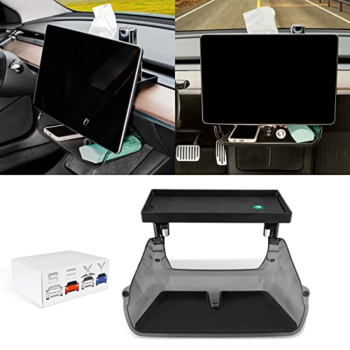 Klutchtech Tesla Model 3/Y Center Console Organizer Tray Magnetic Under Screen Storage Box Behind Screen Tray Dashboard Organizer Tissue Holder Compatible with Tesla Model 3 Model Y Accessories