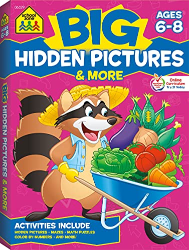 School Zone - Big Hidden Pictures & More Workbook - 320 Pages, Ages 6 to 8, 1st Grade, 2nd Grade, Search & Find, Picture Puzzles, Hidden Objects, Mazes, and More (School Zone Big Workbook Series)