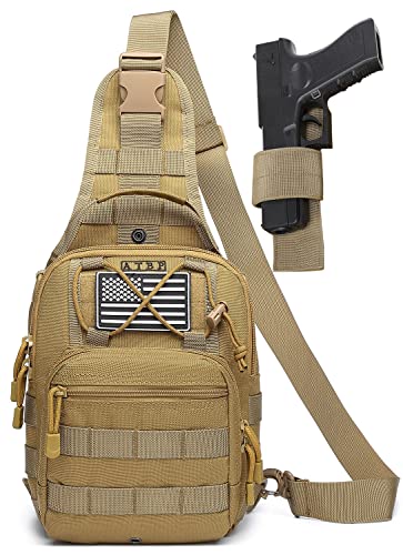 ATBP Small Tactical Sling Backpack Bag Concealed Carry Pistol Holster One Over Shoulder Bag Pack Men Universal Holster