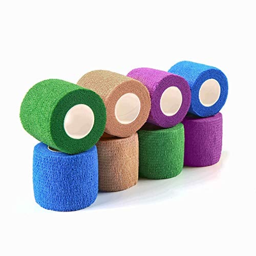WePet Pet Wrap, Self-Adhesive Non-Woven Tape for Dog Legs, Paws, Wounds, First Aid Cohesive Gauze for Horse, Cat, Bird, Animal, 8 Rolls, 2 Inch, Pure