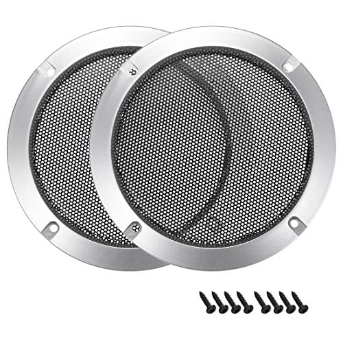 uxcell 2pcs Speaker Grill Mesh Decorative Circle Woofer Guard Protector Cover Accessories Silver for 6.5" Mounting Hole Diagonal Distance