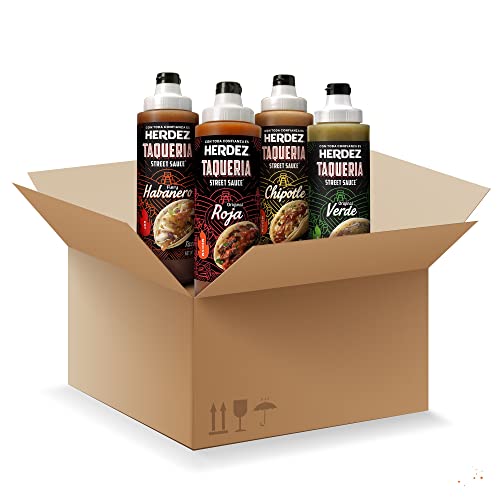 HERDEZ TAQUERIA STREET SAUCE Variety Pack, Habanero, Verde, Roja, Chipotle, 9 oz Bottles (4 Pack)