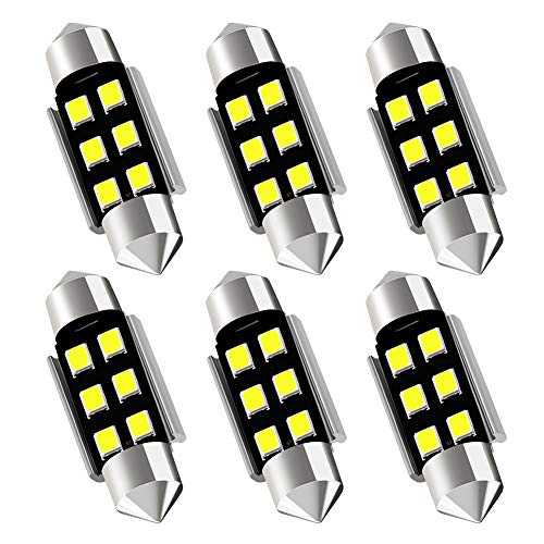 AUXLIGHT 6418 6411 DE3425 C5W DE3423 36MM 1.42Festoon Canbus Error Free LED Interior Light Bulbs 6000K Xenon White, Super Bright 6SMD Chips for Dome Map Door Courtesy License Plate Lights (Pack of 6)