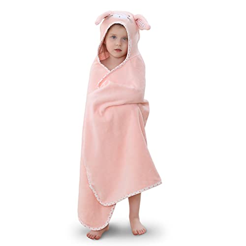 TBEZY Hooded Towel for Kids 100% Cotton Ultra Soft with Unique Animal Design Large for Infants 3-10 Years (Bunny)