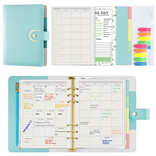 A5 6-Ring Planner kit with Planner Refill Inserts, Cash Pockets, Matched Labels, Christmas Gift Kit with Gift Box,Card and Pen 9.25 x 7.08'' (Harphia, 142-Santa)