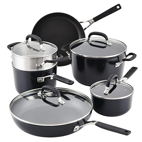 KitchenAid Hard Anodized Nonstick Cookware/Pots and Pans Set, 10 Piece, Matte Black