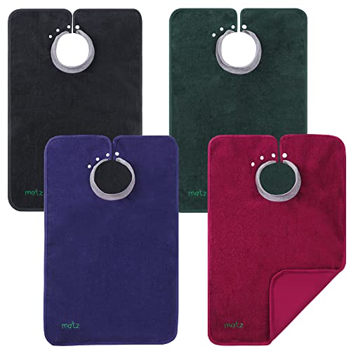 MATZ Bib - Waterproof Backing Full Coverage Ultra Absorbent Cotton Terry Towel Snap On Bib with Comfortable Ribbed Neck