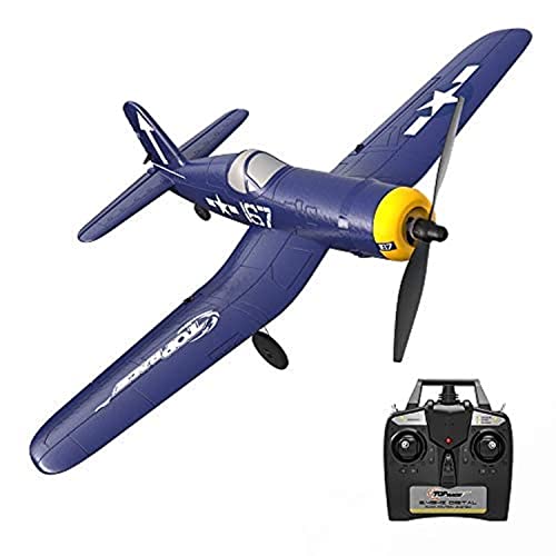 Top Race Old School Remote Control Airplane  F4U Corsair Fighter Plane with Range Over 300 ft.  Battery Powered 4 Channel RC Plane for Acrobatics and Stunt Flying