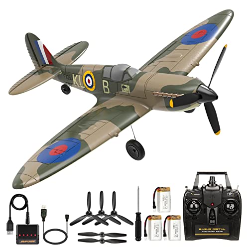 ANTSIR RC Plane Spitfire Fighter, 4 Channel Remote Control Airplane with Gyro System for Adults Boys Beginners
