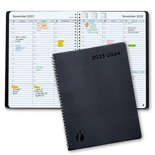 Academic Planner 2023-2024 - Hourly 2023-2024 Planner Weekly and Monthly - Appointment Book with Flexible Cover, Twin-Wire Binding - Simple Design for Productivity, June 2023 - July 2024. 8.5 x 11