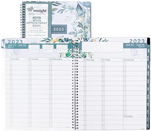 2023 Appointment Book & Planner Ensight 8.5 x 11 inches, Large Tabbed Daily Hourly Weekly Planner, Calendar and Schedule Book 15-Minute time Slots, Business and Personal Planner Jan 2023 - Jan 2024(Floral)