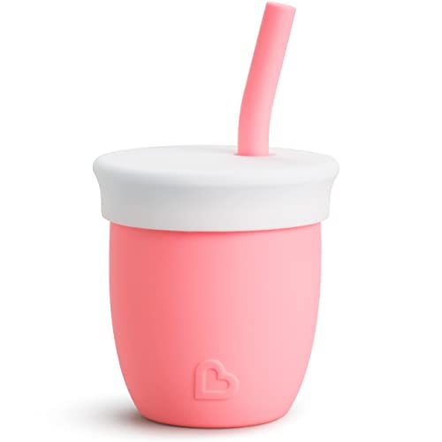 Munchkin Cest Silicone! Open Training Cup with Straw for Babies and Toddlers 6 Months+, 4 Ounce, Coral