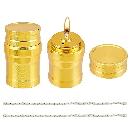 CHGCRAFT 2 Sets Portable Metal Mini Alcohol Burner Lamp Aluminum Alloy Alcohol Stove with Cotton Cord for Household Outdoor Camping Picnic Tea Coffee Making Science Experiments