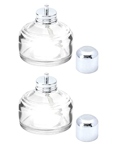 QWORK Alcohol Lamp, 2 Pack 120ml Glass Dental Alcohol Burner Lamp, Lab Equipment Heating Bottle, Bunsen Burners with Cotton Wick and Metal Cap, for Science Experiments