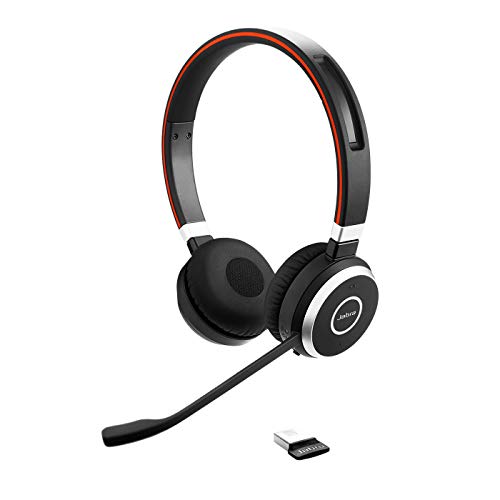 Jabra Evolve 65 MS Wireless Headset, Stereo  Includes Link 370 USB Adapter  Bluetooth Headset with Industry-Leading Wireless Performance, Advanced Noise-Cancelling Microphone, All Day Battery