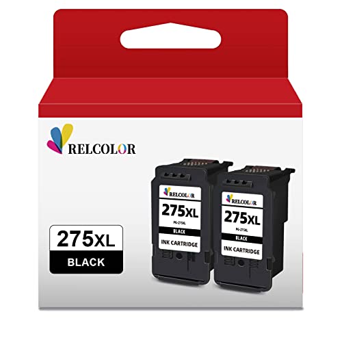 Relcolor 275XL Black Ink Cartridge Replacement for Canon 275 275XL PG-275 XL PG275 High Yield Black Ink Compatible with Canon PIXMA TS3500 TS3520 TS3522 TR4720 TR4700 Printers(2 Pack)