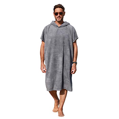 Catalonia Hooded Surf Towel Poncho, Super Water Absorption Microfiber Beach Sand-Proof Wetsuit Changing Robe for Adults Men Women Surfing Swimming Bathing