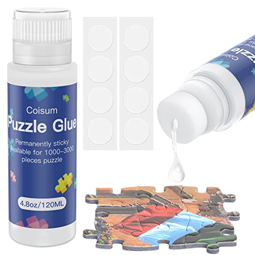 Jigsaw Puzzle Glue Clear with Sponge Head, Quick Drying, Bright and Water-Soluble Puzzle Glue, fits for 1000 Pieces Jigsaw Puzzles, Puzzle Glue for Frame, Puzzle Accessories, 120ML