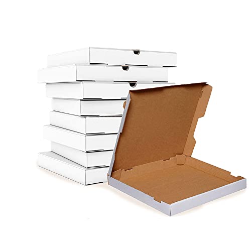 Auriga Corrugated Pizza Boxes 50/Case | Cardboard Boxes, Take Out Containers, Takeaway, Boxes for Pizza, Cake, Cookies (14" x 14" x 2", White)