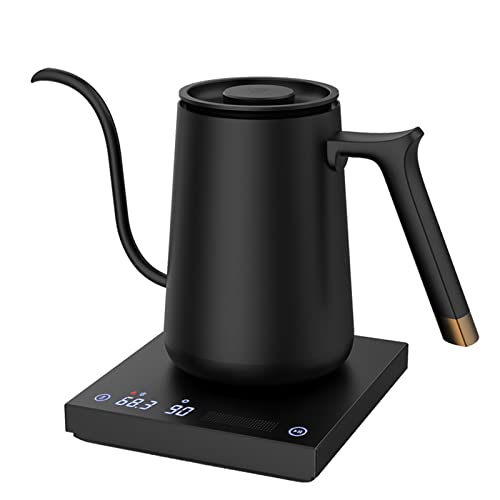 TIMEMORE Fish Smart Electric Coffee Kettle 600ML, Gooseneck Pour Over Kettle for Coffee and Tea Variable Temperature Control, Home Edition Black