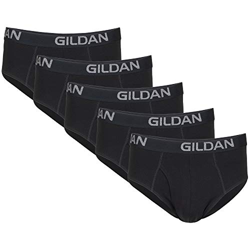 Gildan Men's Underwear Cotton Stretch Briefs, 5-Pack, Black Soot (5-Pack), Medium