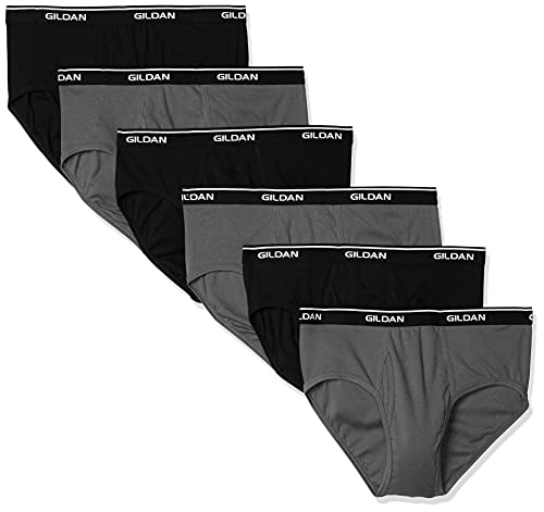 Gildan Platinum Men's Briefs, Black/Sport Grey/Charcoal, Small, 6-Pack