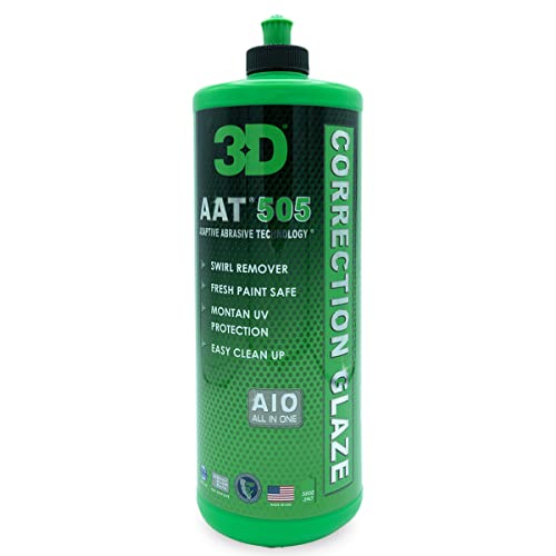 3D AAT 505 Correction Glaze - 32oz - Body Shop Swirl Remover for Freshly Painted Vehicles - Montan UV Protection - Easy Clean Up - Adaptive Abrasive Technology