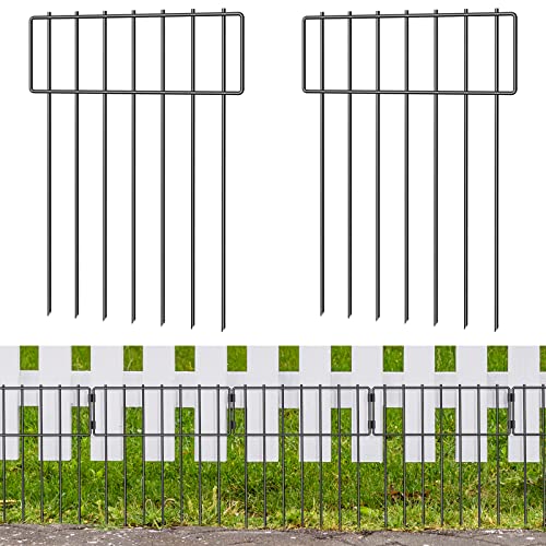 10 Pack Animal Barrier Fence, Total 16.7 Inch(H) X 10.8 Ft(L) Decorative Garden Fence, Rustproof Metal Barrier Bottom Fence, Dog Rabbits Ground Stakes Defence Border Fence for Garden, T Shaped.