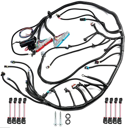 Aumtoni 4L60E Engine Wiring Harness Standalone for 1997-2006 GM DBC LS1 Vortec Engines 4.8L 5.3L 6.0L, Add 8 x EV1 to Delphi, W/4L60E Transmission Drive by Cable