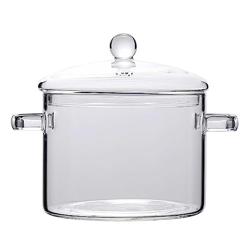 Glass Saucepan with Cover Heat-resistant Glass Stovetop Pot and Pan with Lid for Pasta Noodle, Soup, Milk, Baby Food (64oz/1900ml)