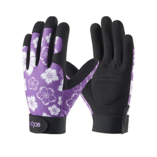 COOLJOB Small Gardening Gloves for Women, Thorn Proof Garden Gloves for Ladies, Rose Pruning Puncture Proof Working Gloves, Non-slip for Heavy Duty Work, One Pair S, Purple