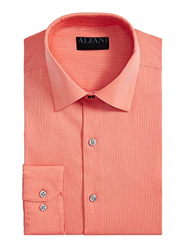 Alfani Men's Bedford Cord Classic/Regular Fit Dress Shirt, Tangerine 14-14.5 32/33