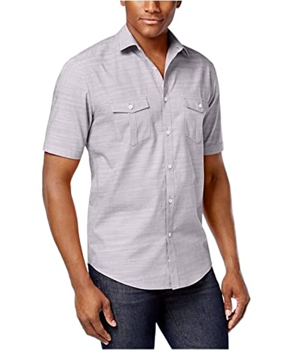 Alfani Men's Warren Textured Short Sleeve Shirt (Lush Lilac, XXX-Large)
