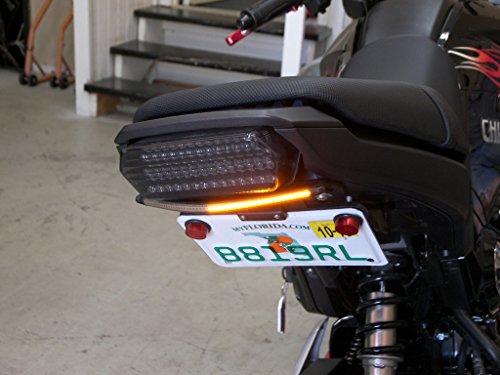 Tucked LED Light Bar Fender Eliminator Kit with LED Flasher Relay for 2014-2015 Honda Grom MSX125 - Integrated Brake and Turn Signals, Smoked Lens