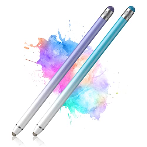Stylus Pens for Touch Screens, 2 in 1 Universal Stylus Pen for iPadCompatible with All Touch Screen Devices (White Blue/White Purple)
