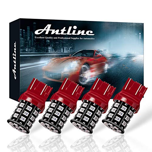 Antline 7443 7440 T20 992 7441 7444 W21W LED Bulbs Brilliant Red, 12-24V Super Bright 800 Lumens Replacement for Tail Brake Lights, Turn Signal Lights, Parking Light (Pack of 4)