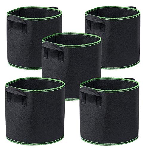 Garden4Ever 5-Pack 20 Gallon Grow Bags Heavy Duty Container 300G Thickened Nonwoven Fabric Plant Pots