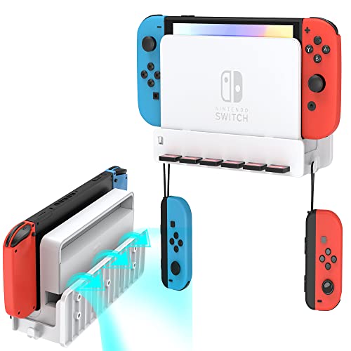 SOKUSIN Wall Mount for Nintendo Switch - Wall Mount Kit Shelf Stand Accessories for Nintendo Switch and Switch OLED to Safely Store Your Switch Console, Dock, Games,Joy Con Near/Behind TV(White)