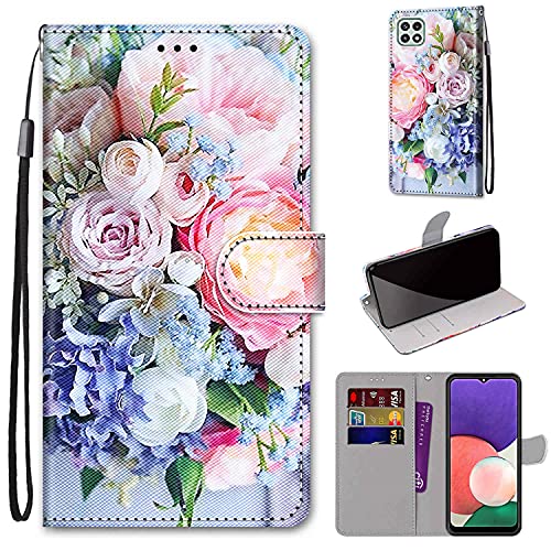 Tznzxm for Boost Celero5G Wallet Case, Celero5G Case, Flowers Painting Design Premium PU Leather Flip Cover with Kickstand and Card Holder Slots Protective Magnetic Phone Case for Boost Celero5G