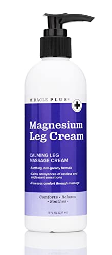 Magnesium Calming Leg Cream, Herbal Moisturizer Leg Butter Naturally Soothes Cramping In Legs + Calms Annoyances Of Unpleasant Restless Sensations, Irritability, Itching, Crawling, & Shaking, 8 Ounce