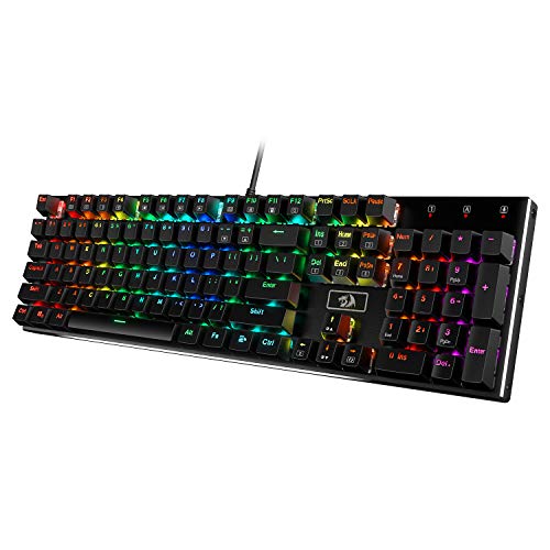 Redragon K556 RGB LED Backlit Wired Mechanical Gaming Keyboard, 104 Keys Hot-Swap Mechanical Keyboard w/Aluminum Base, Upgraded Socket and Noise Absorbing Foams, Soft Tactile Brown Switch